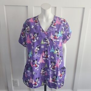 3/25$ Disney scrubs top/uniform, Mickey and Minnie Mouse patterns, size XL